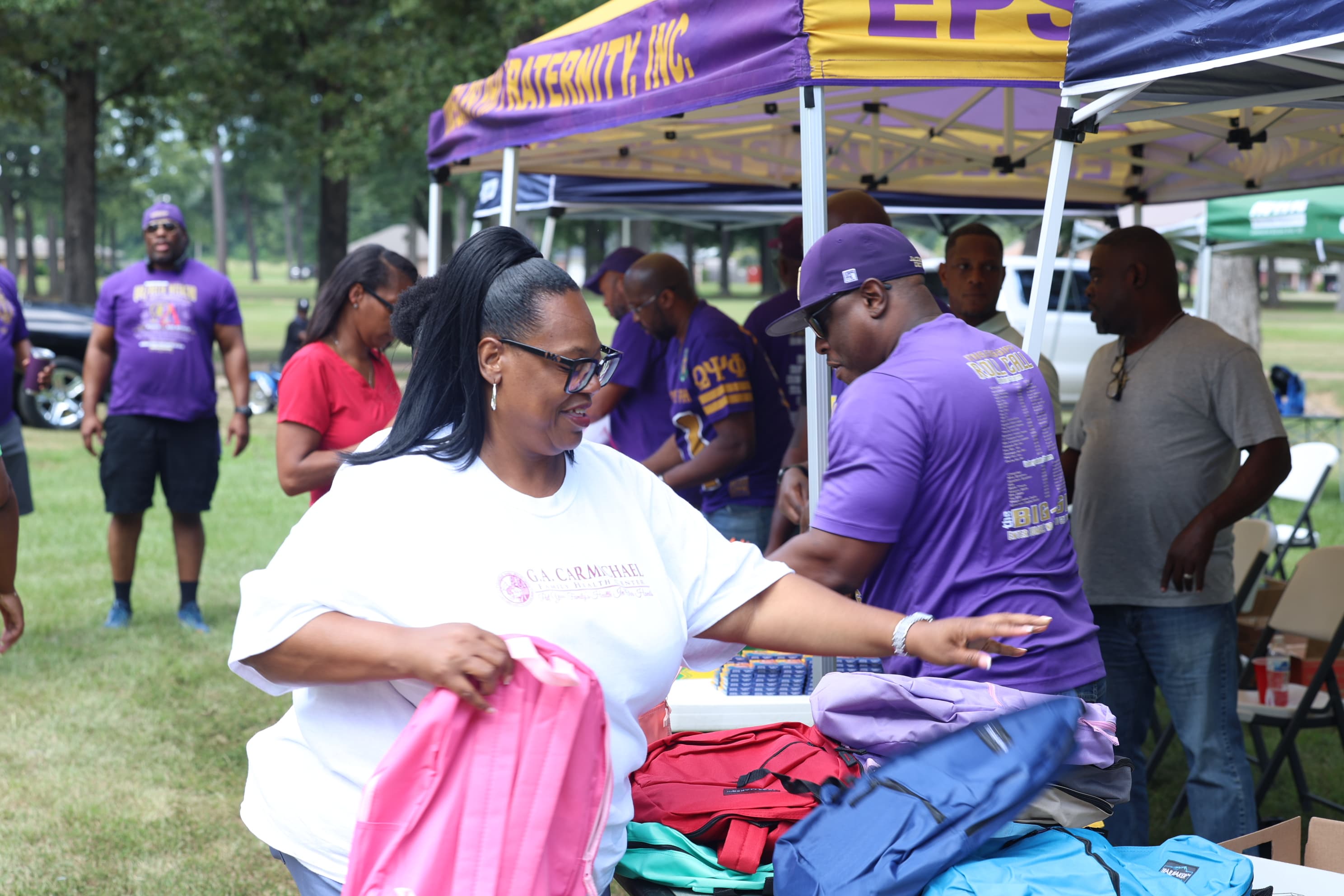Volunteers gathered at the picnic